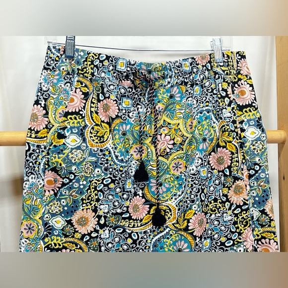 LOFT Blue and Pink Floral elastic waist drawstring skirt size M - Picture 4 of 12